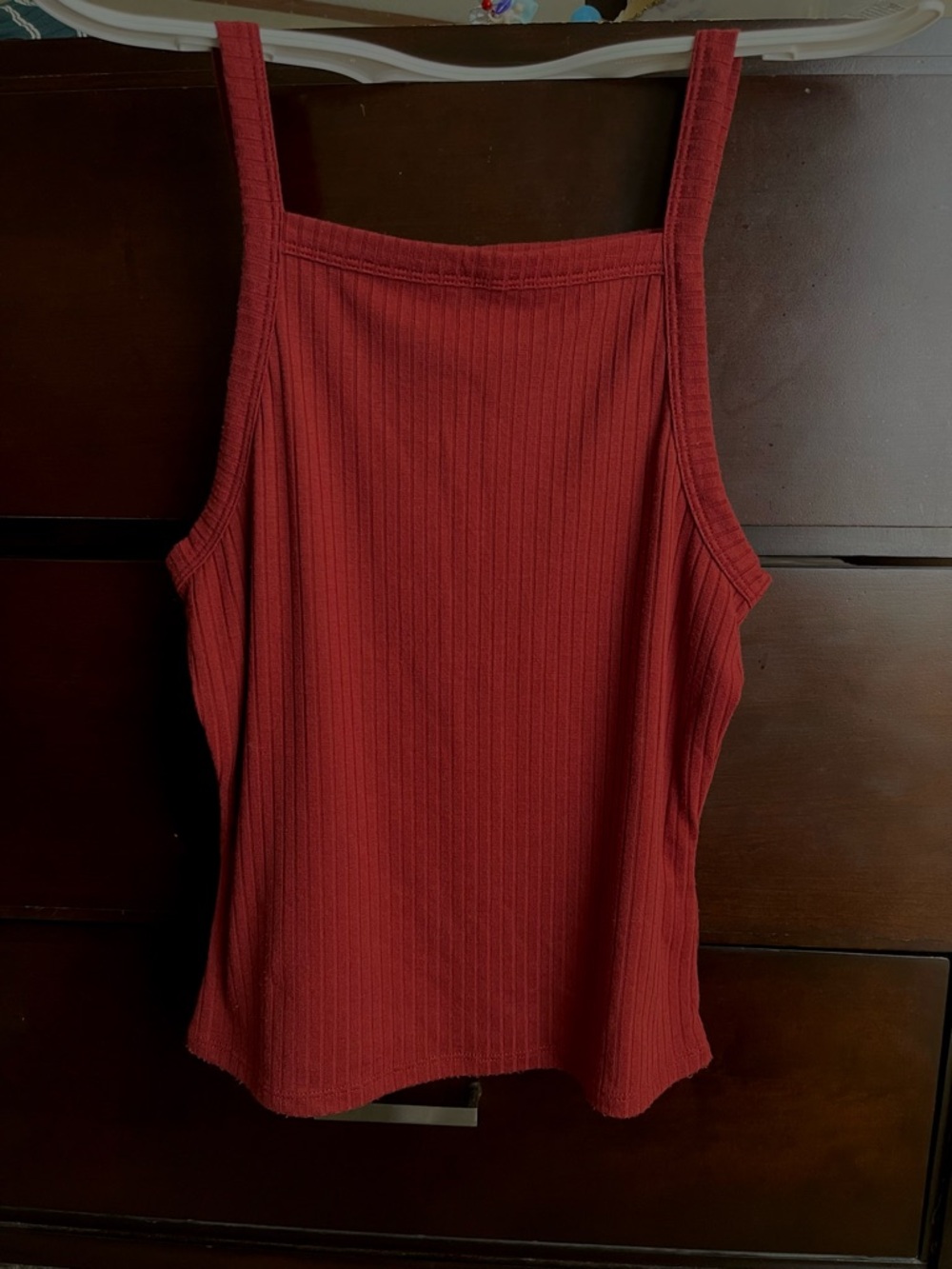 Ribbed Square Neck Tank Top